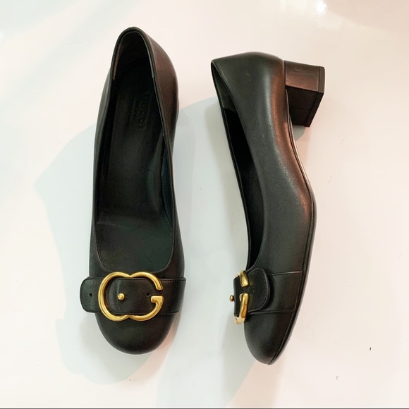 Gucci Shoes - Gucci Sachalin Logo Low-heeled Round Toe Pump